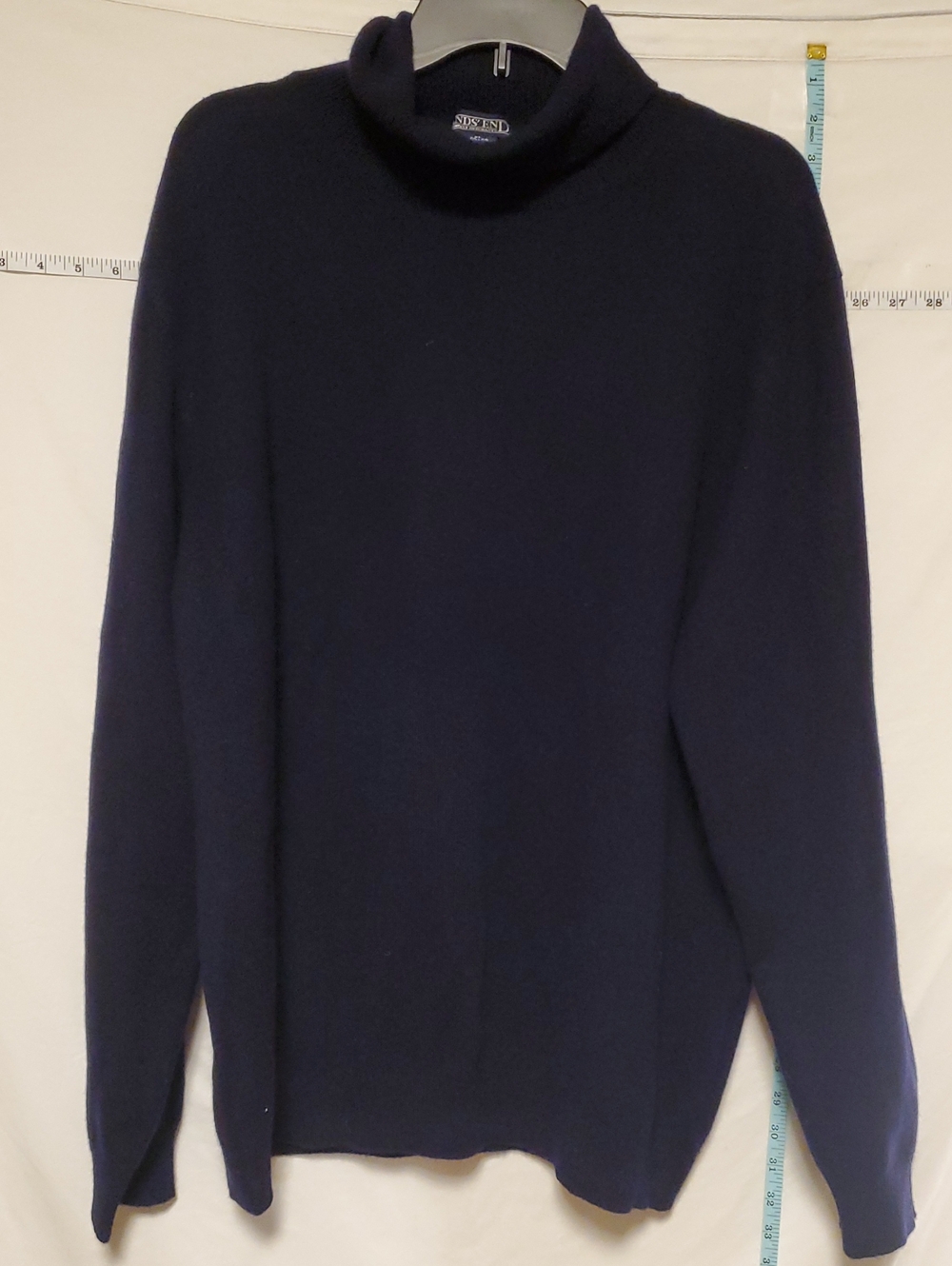 Lands' End Men's Navy Blue Turtleneck Cashmere Sweater XL Office Quiet Luxury